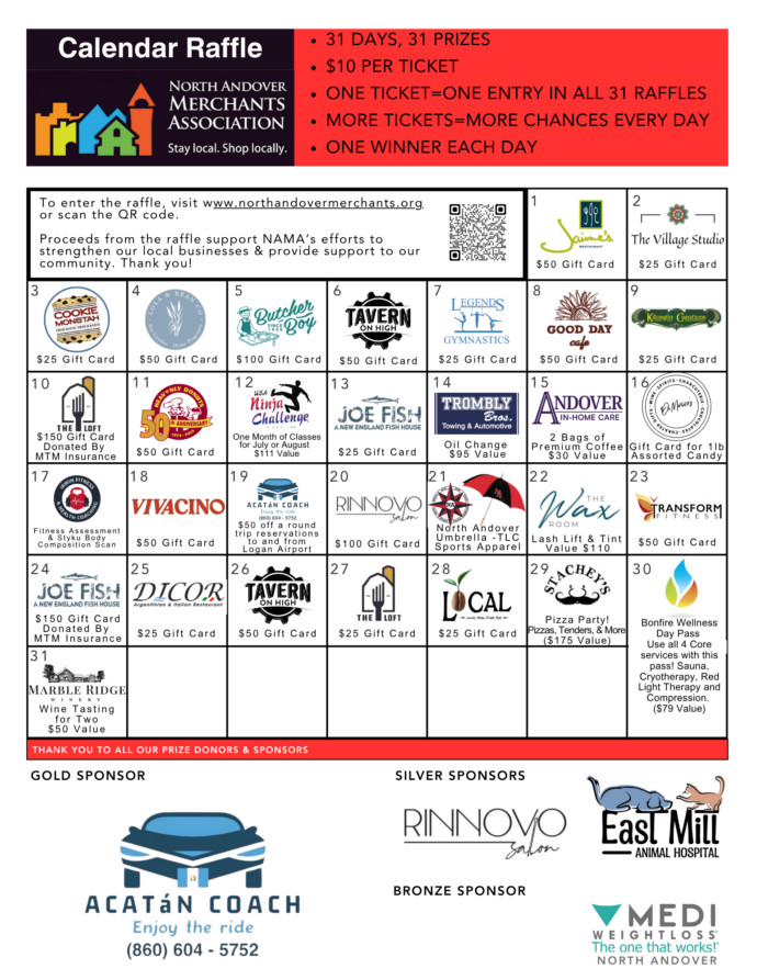 Wisconsin Calendar Raffle Calendar Raffle - North Andover Merchants Association